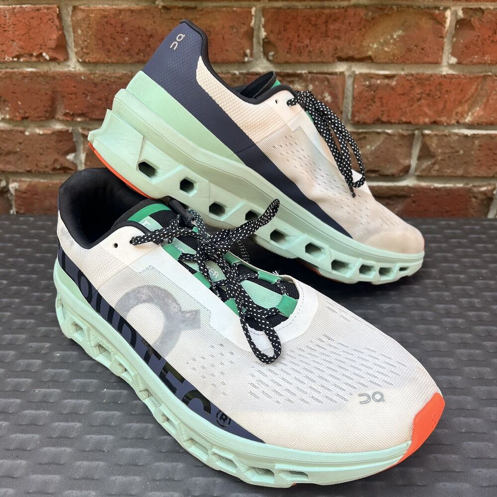 On Cloud Monster Running Shoes Size 13 Mens Undyed White/ Creek/ Orange Cushion